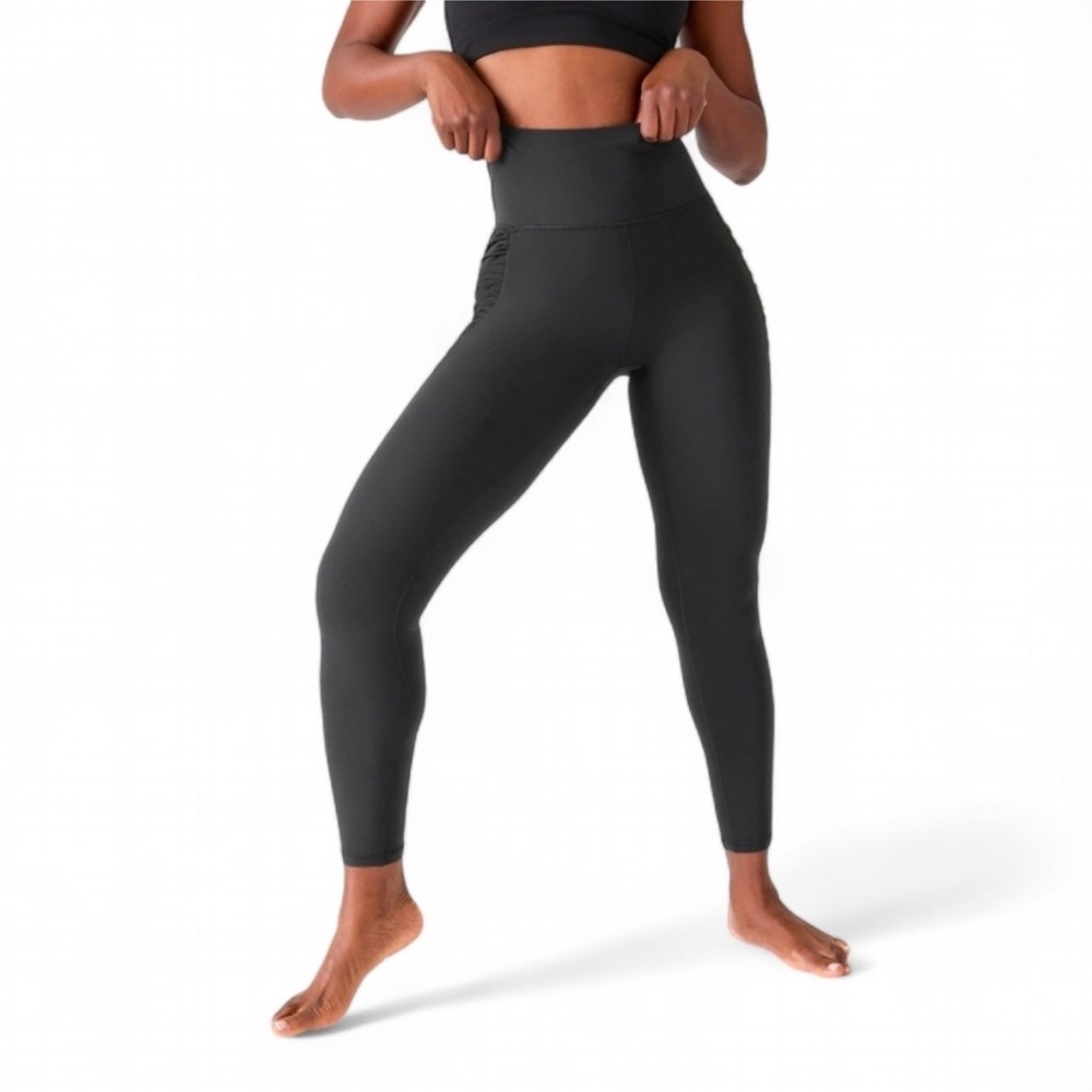 Athleta Salutation Stash Ruched Mesh Tight High Waist High Rise Sz S